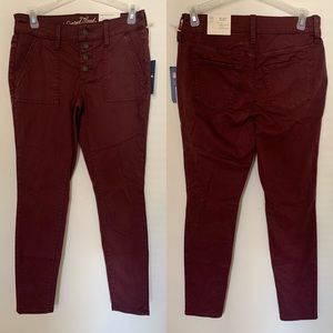 Maroon Mid-Rise Skinny Jeans